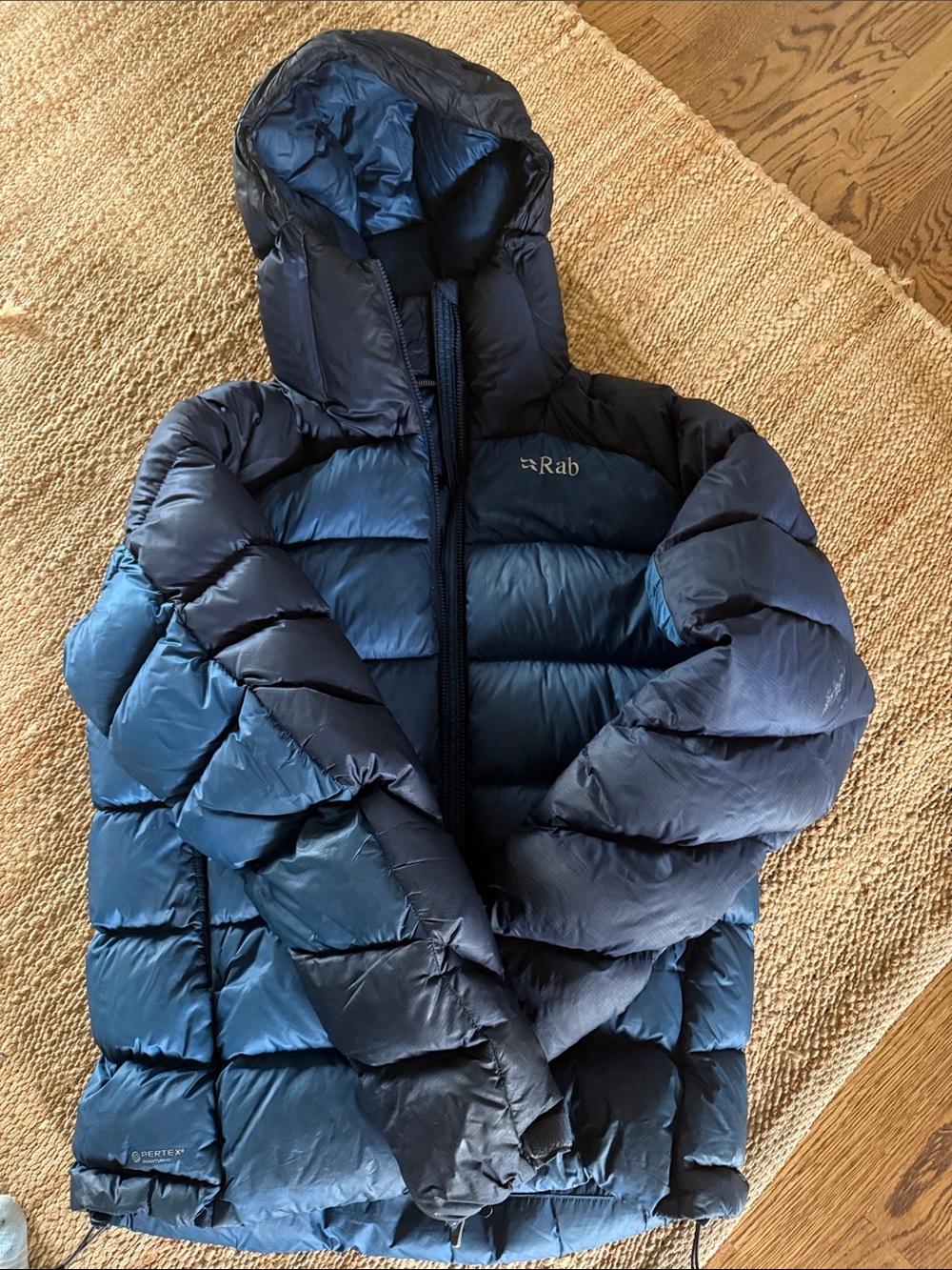 Rab Men's Navy Blue Down Puffer Jacket with Hood